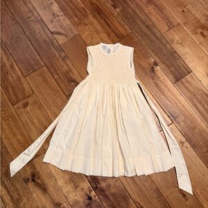 Pervenche hand embroidered cream girls dress
